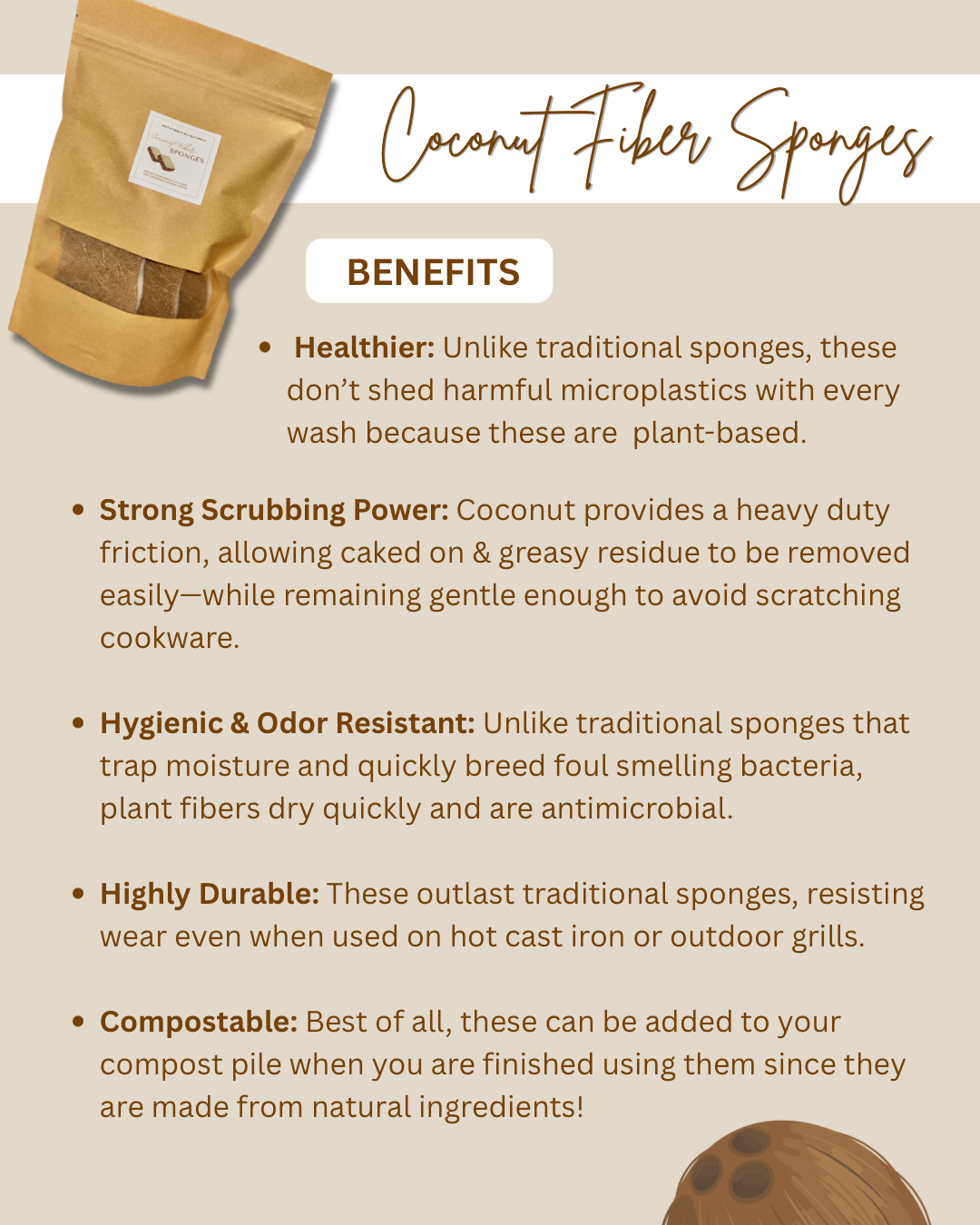 Coconut Fiber Sponges